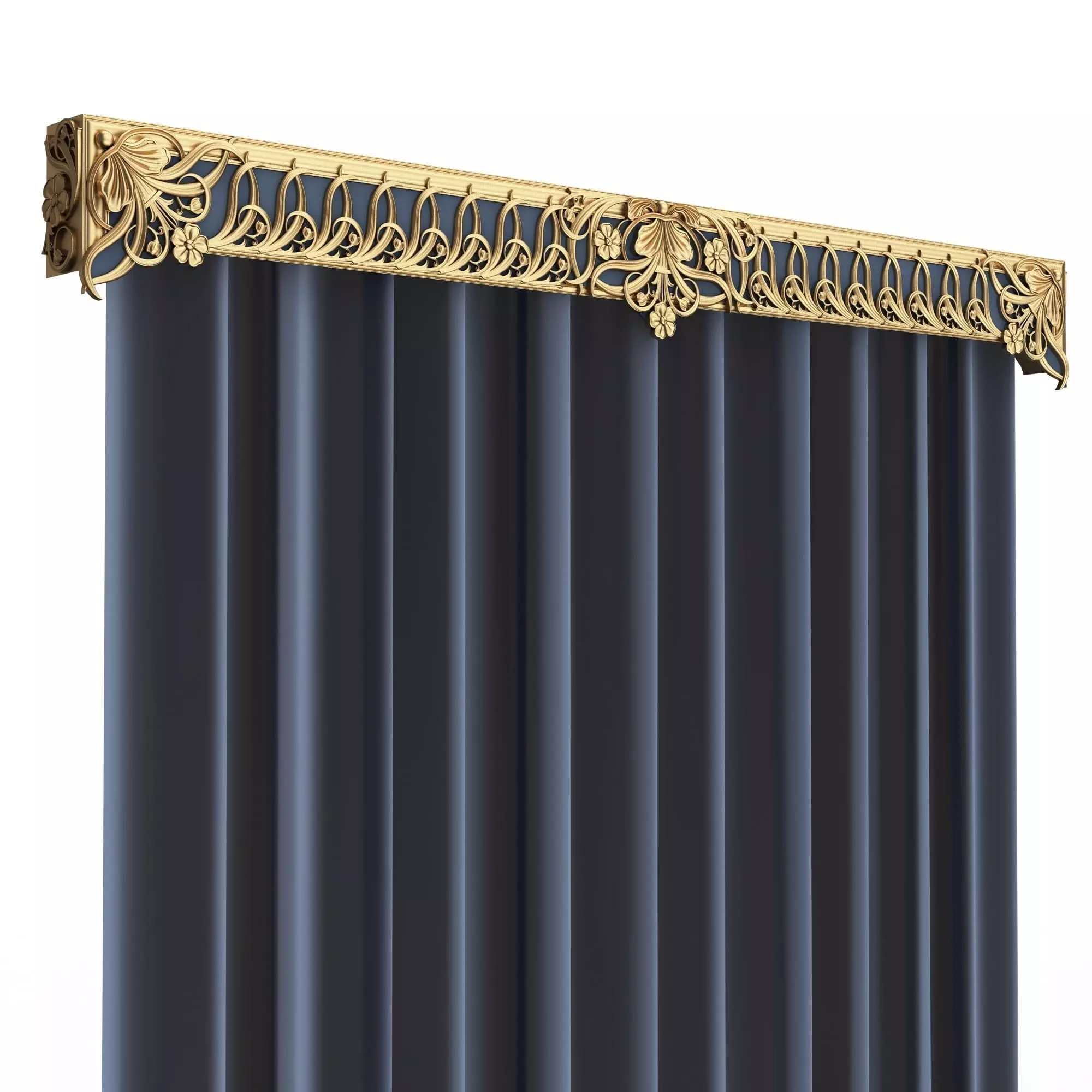 Cornice Classic Curtain 06 Low-poly 3D model_3