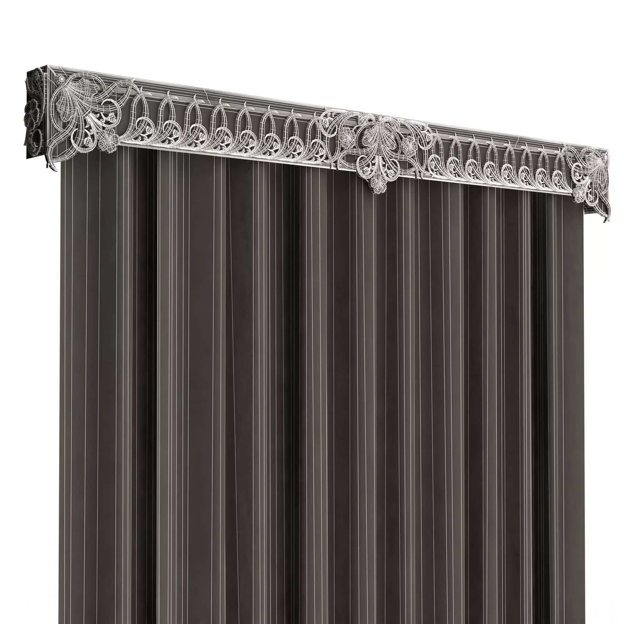 Cornice Classic Curtain 06 Low-poly 3D model_9