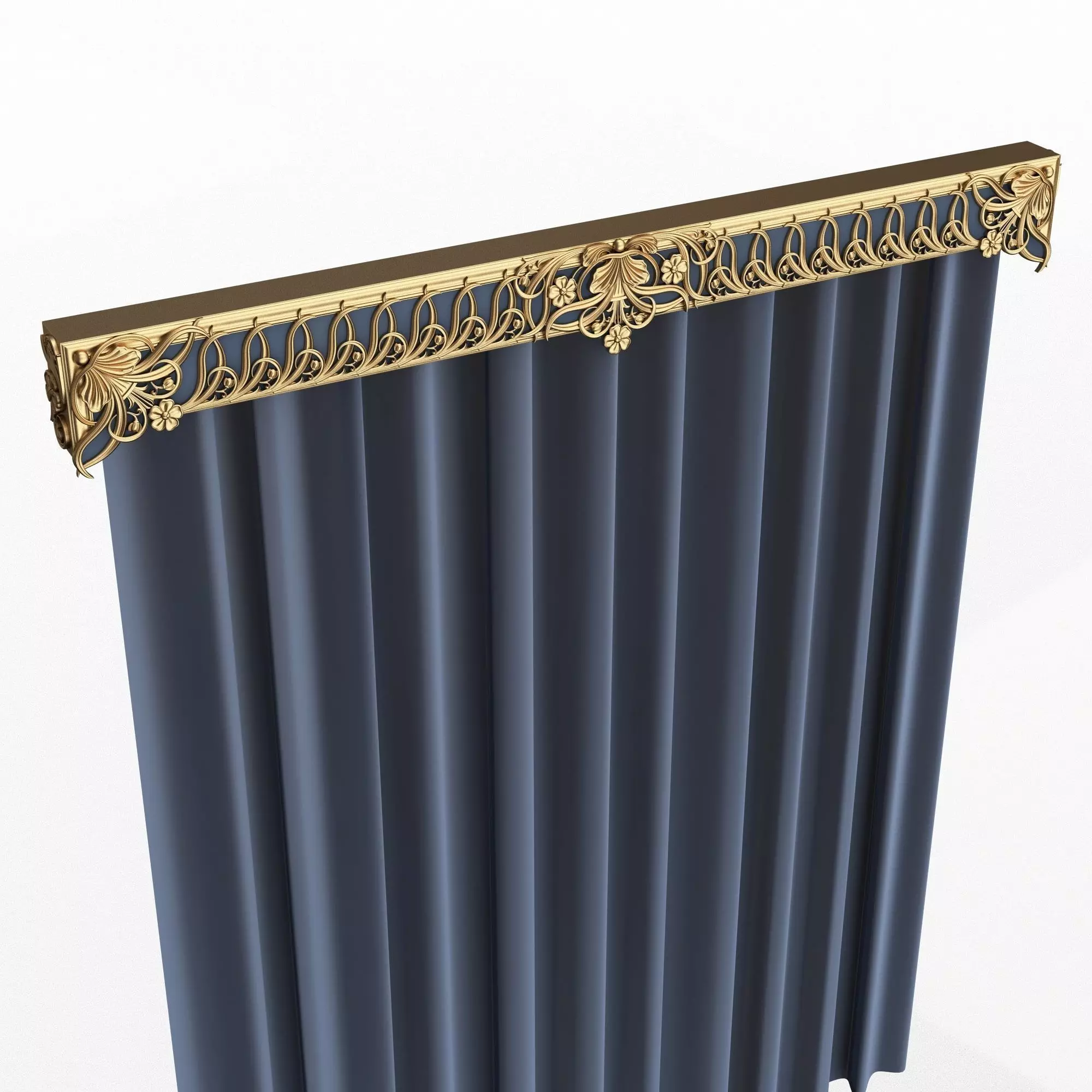Cornice Classic Curtain 06 Low-poly 3D model_1