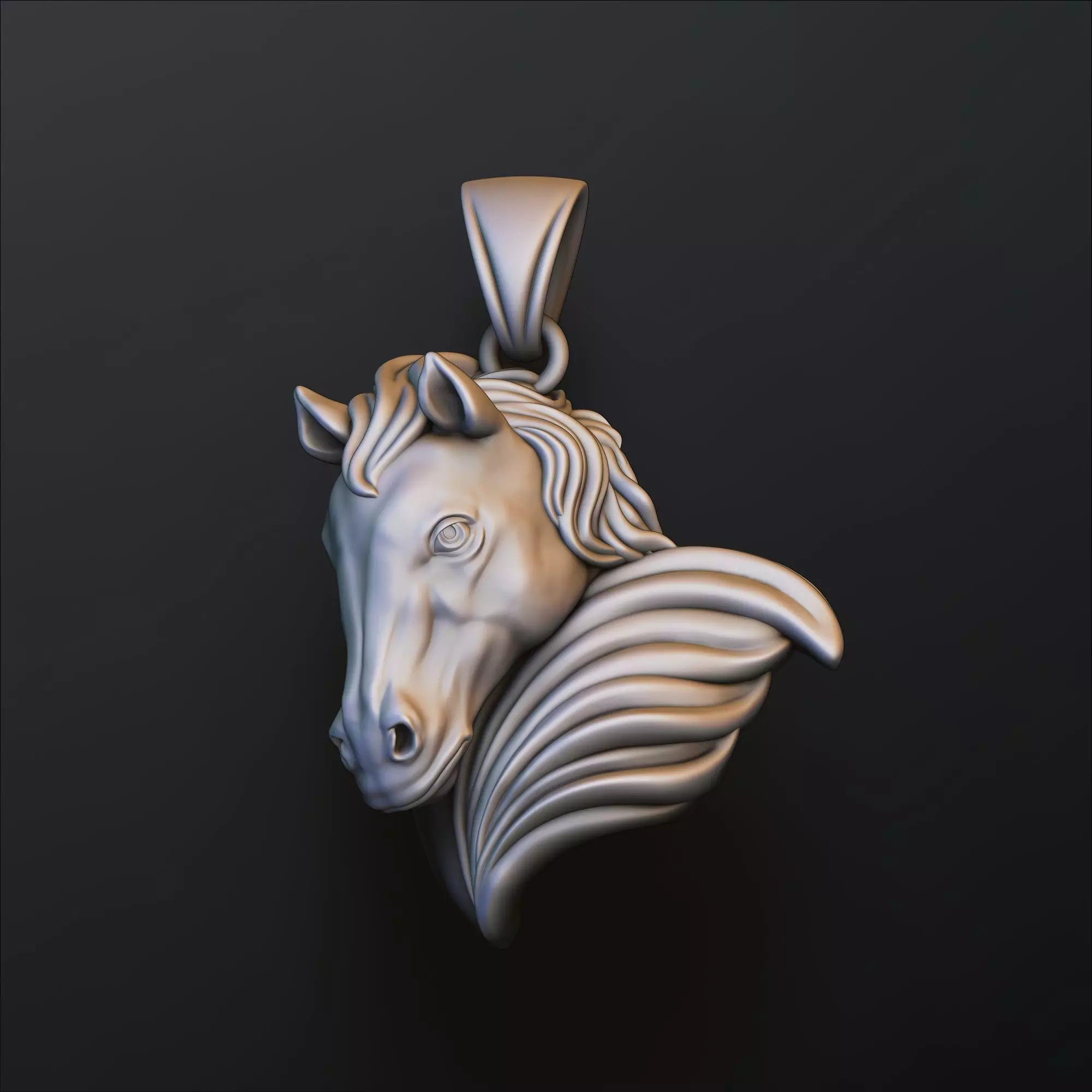 Horse Head Pendant v2 3D print model_0