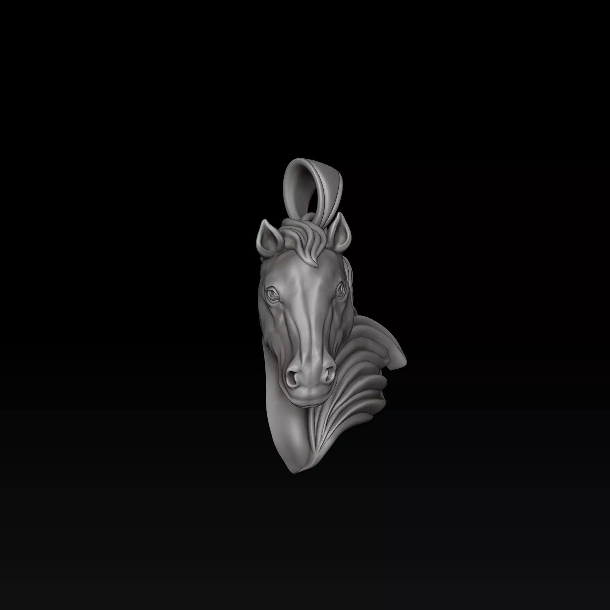 Horse Head Pendant v2 3D print model_3