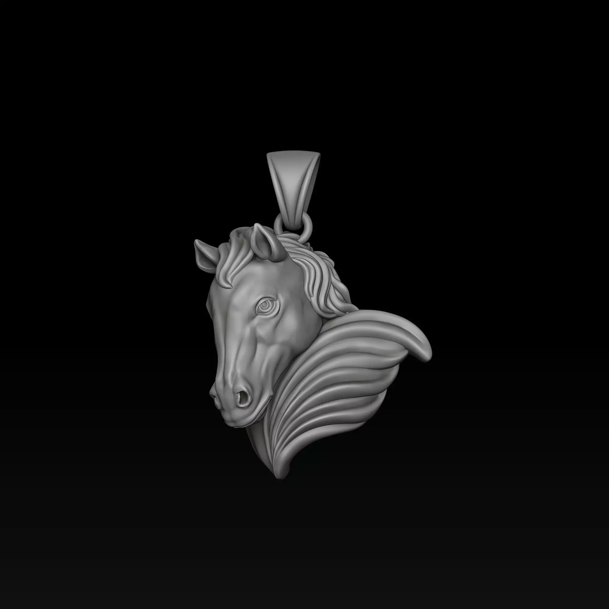 Horse Head Pendant v2 3D print model_1