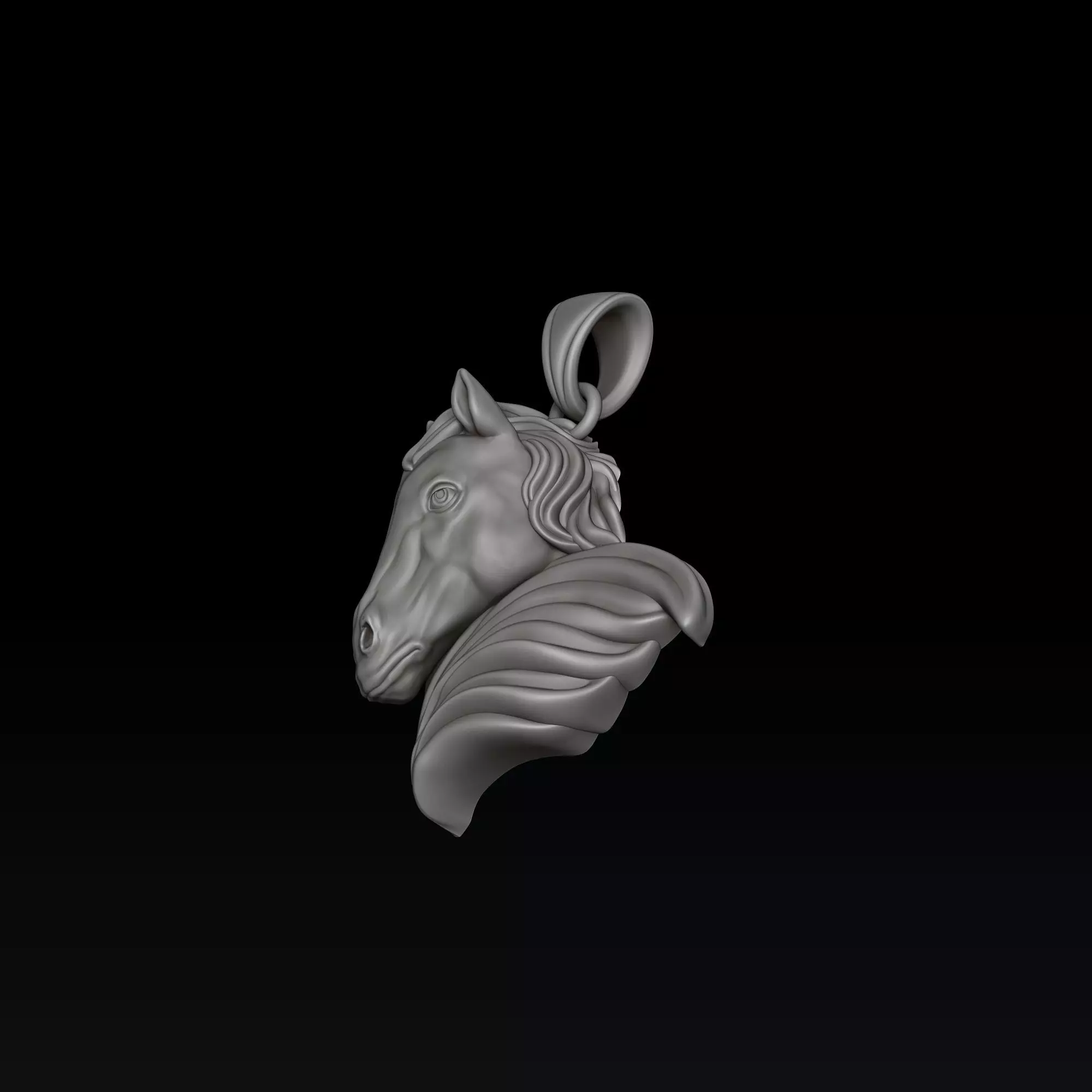 Horse Head Pendant v2 3D print model_5