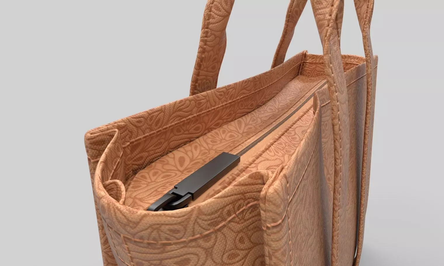 Leather Tote Bag 3D model_5