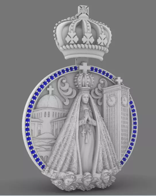 Royal Aparecida Medal pendant 3D print model_3