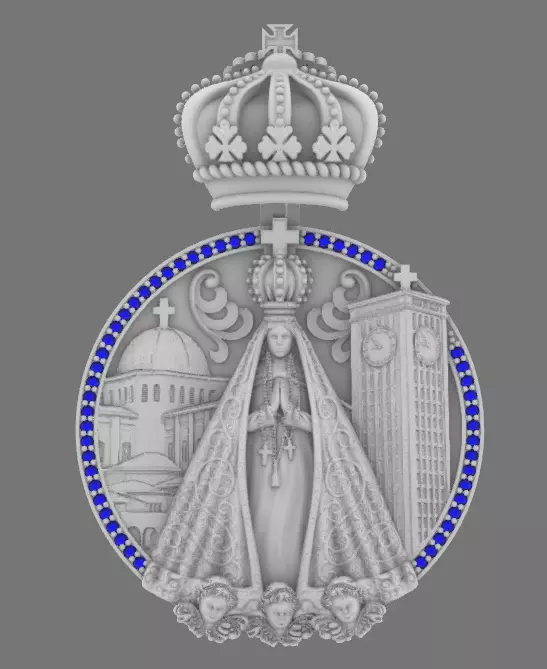 Royal Aparecida Medal pendant 3D print model_2