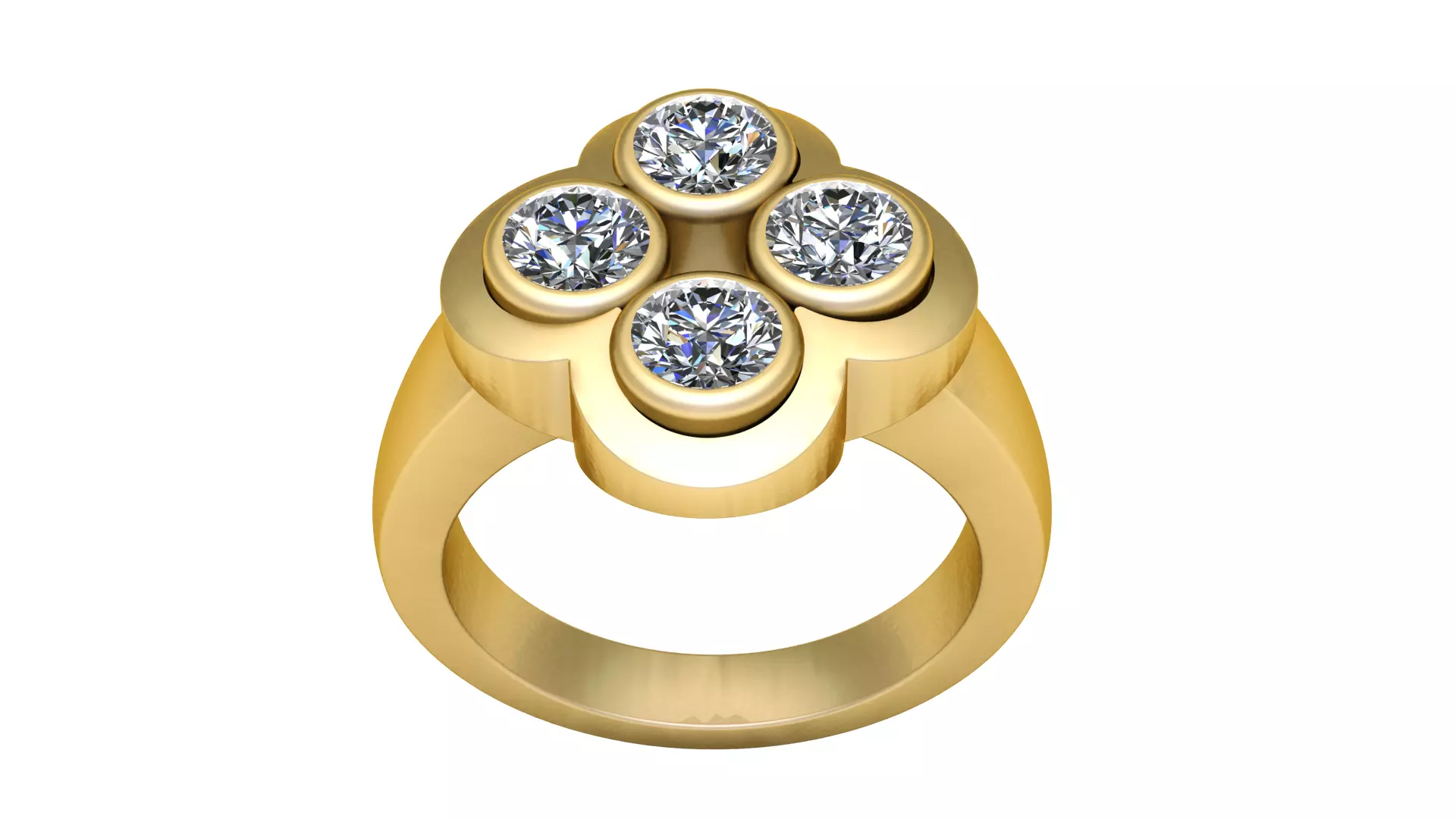 Clover diamond ring 3D 3D print model
