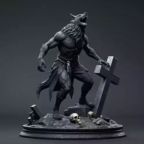 1990  COLORFUL Werewolf Howling  3D Model   beast
