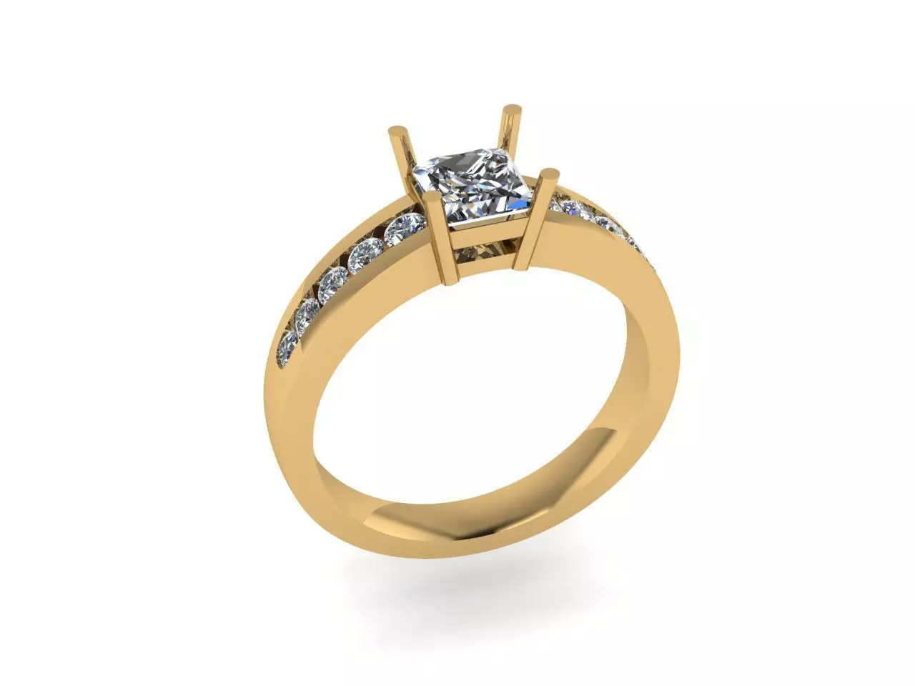 Weeding ring diamond with platinum 3D print model