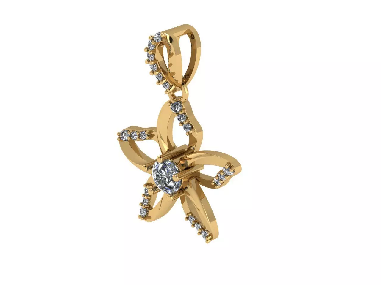diamond flower style pendant  3D print model_2