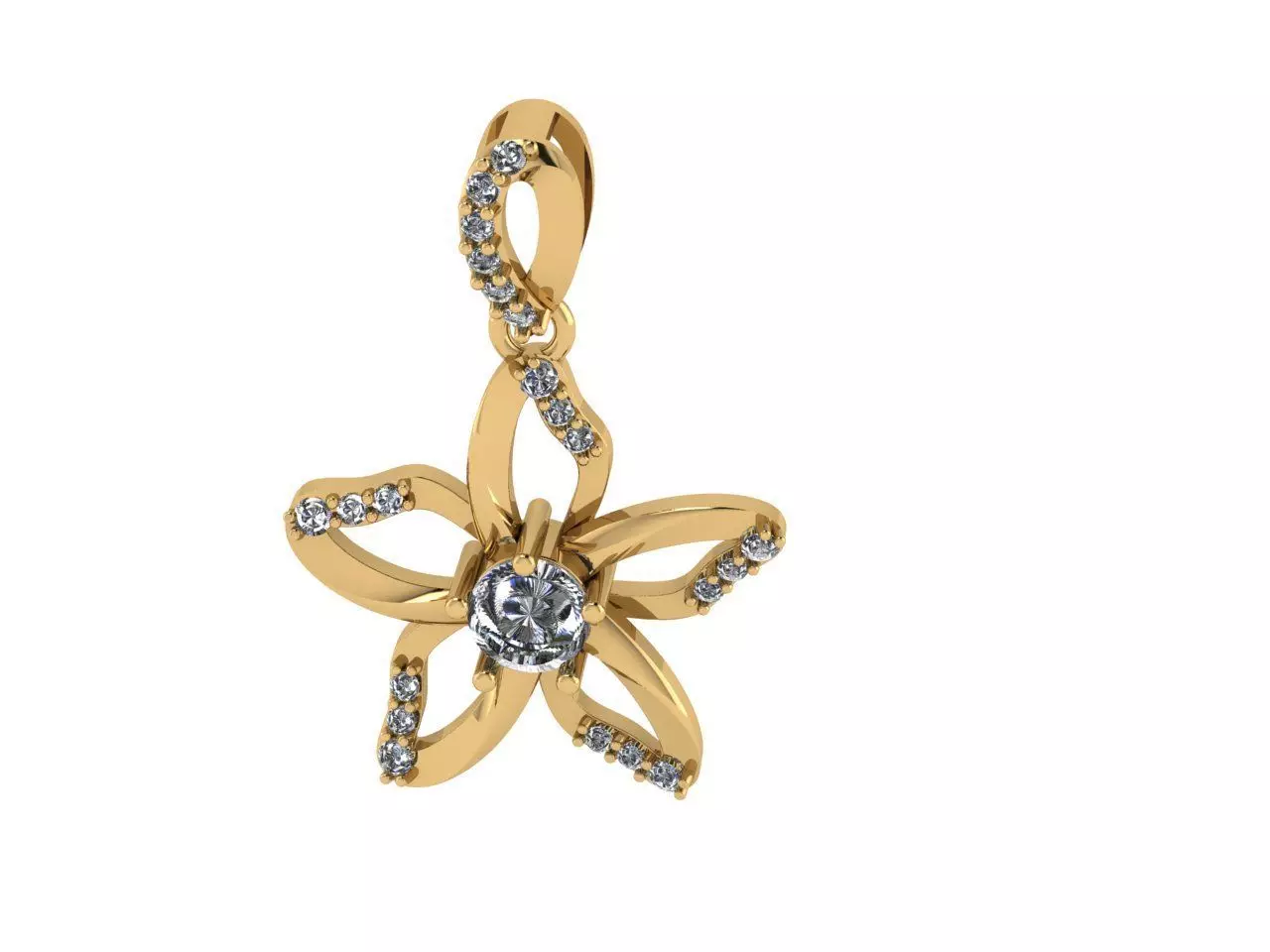 diamond flower style pendant  3D print model_0