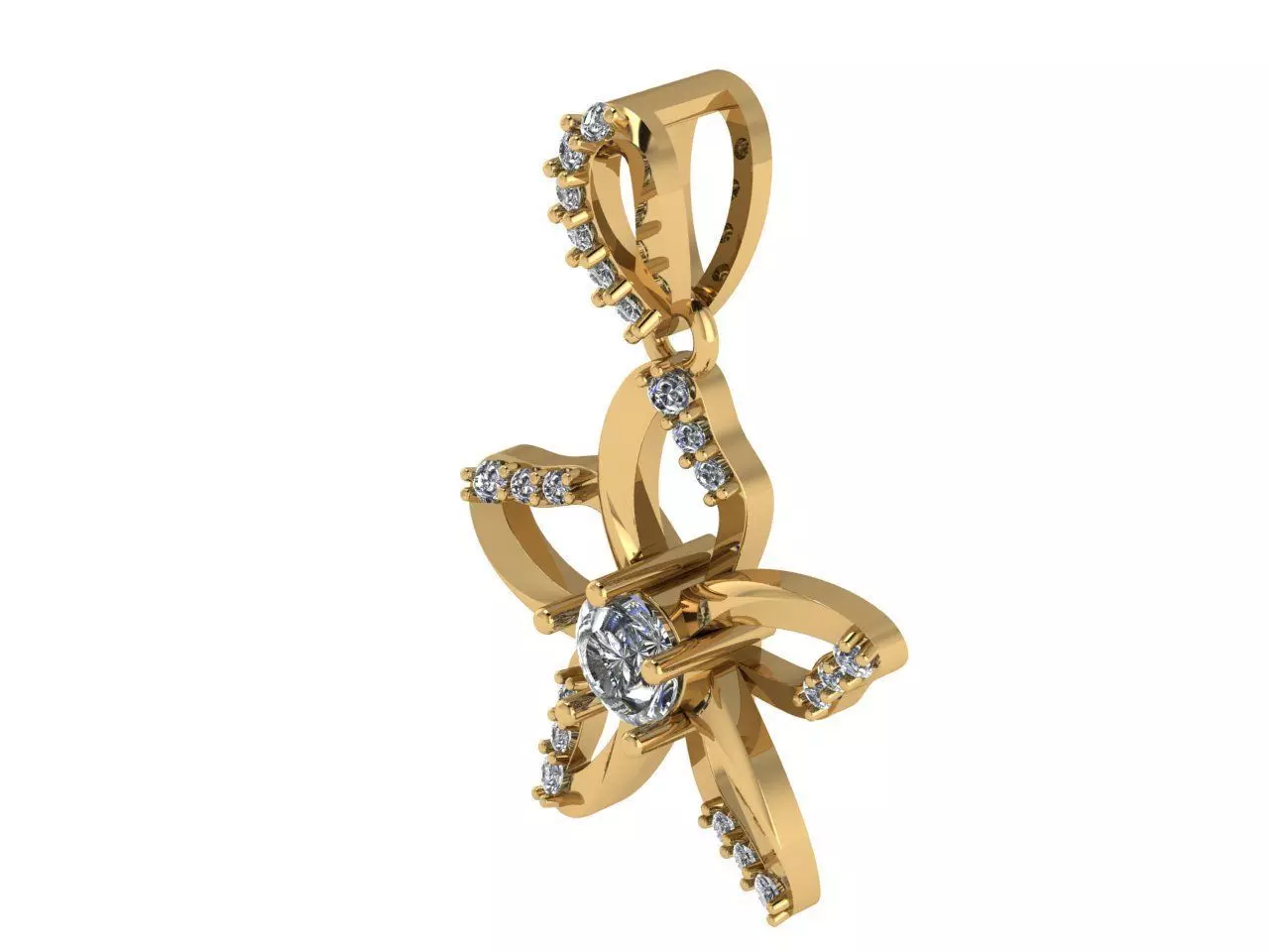 diamond flower style pendant  3D print model_1