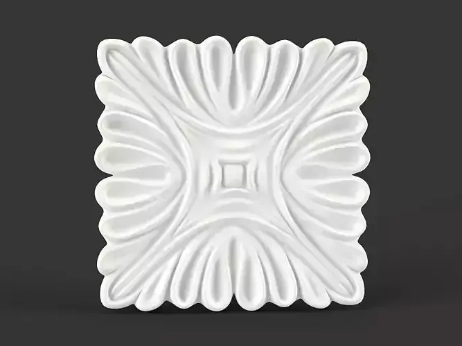 Carved Square Floral Rosette for Classic Furniture
