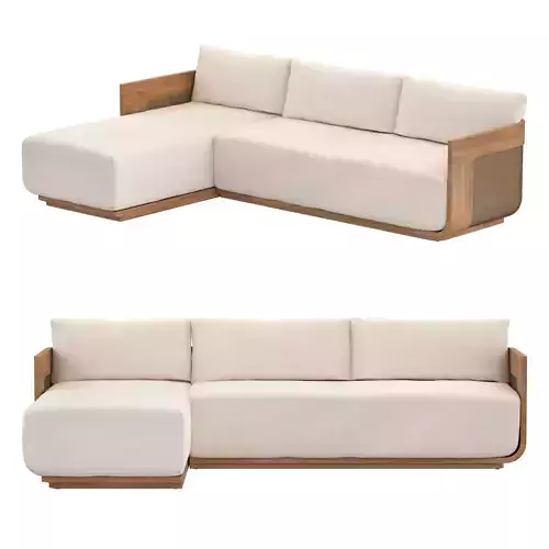 Sedona Cane Teak Left Arm Sofa 3D model