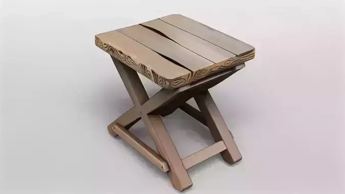 Ornate Wooden Folding Stool