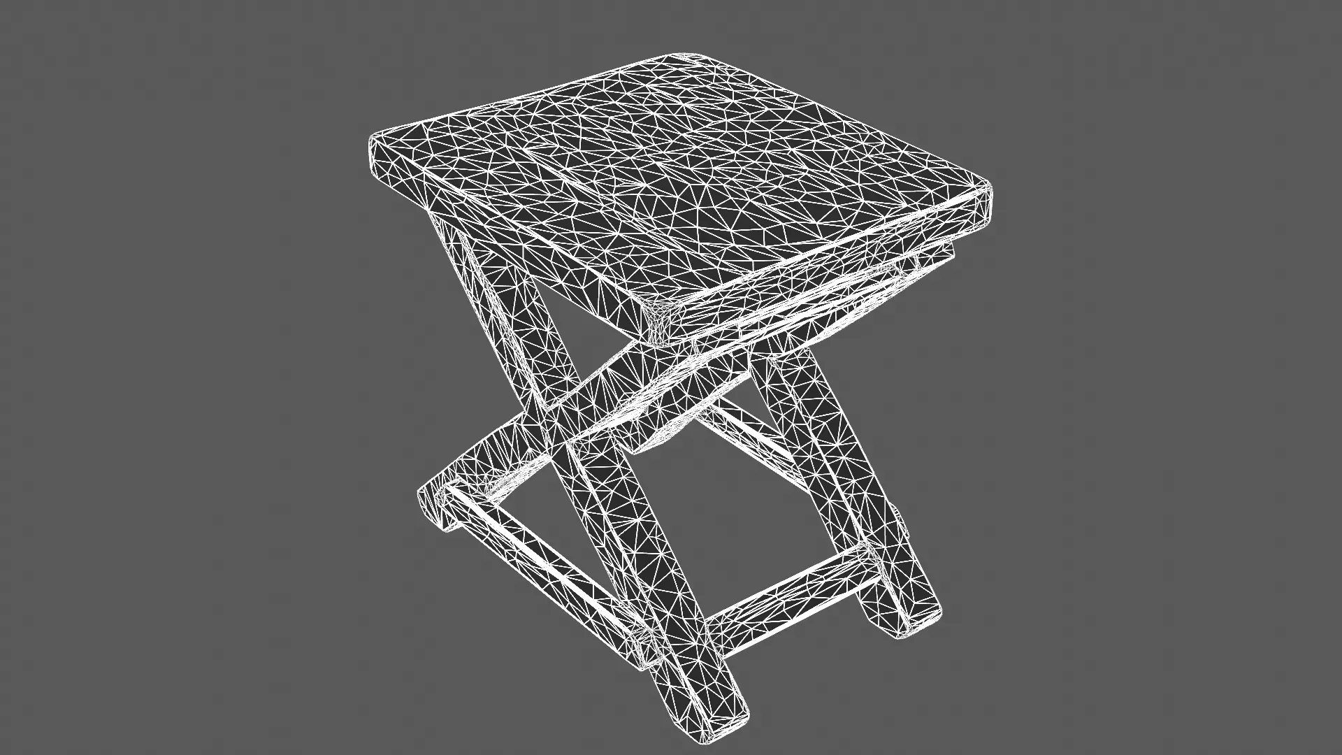 Ornate Wooden Folding Stool 3D model_5