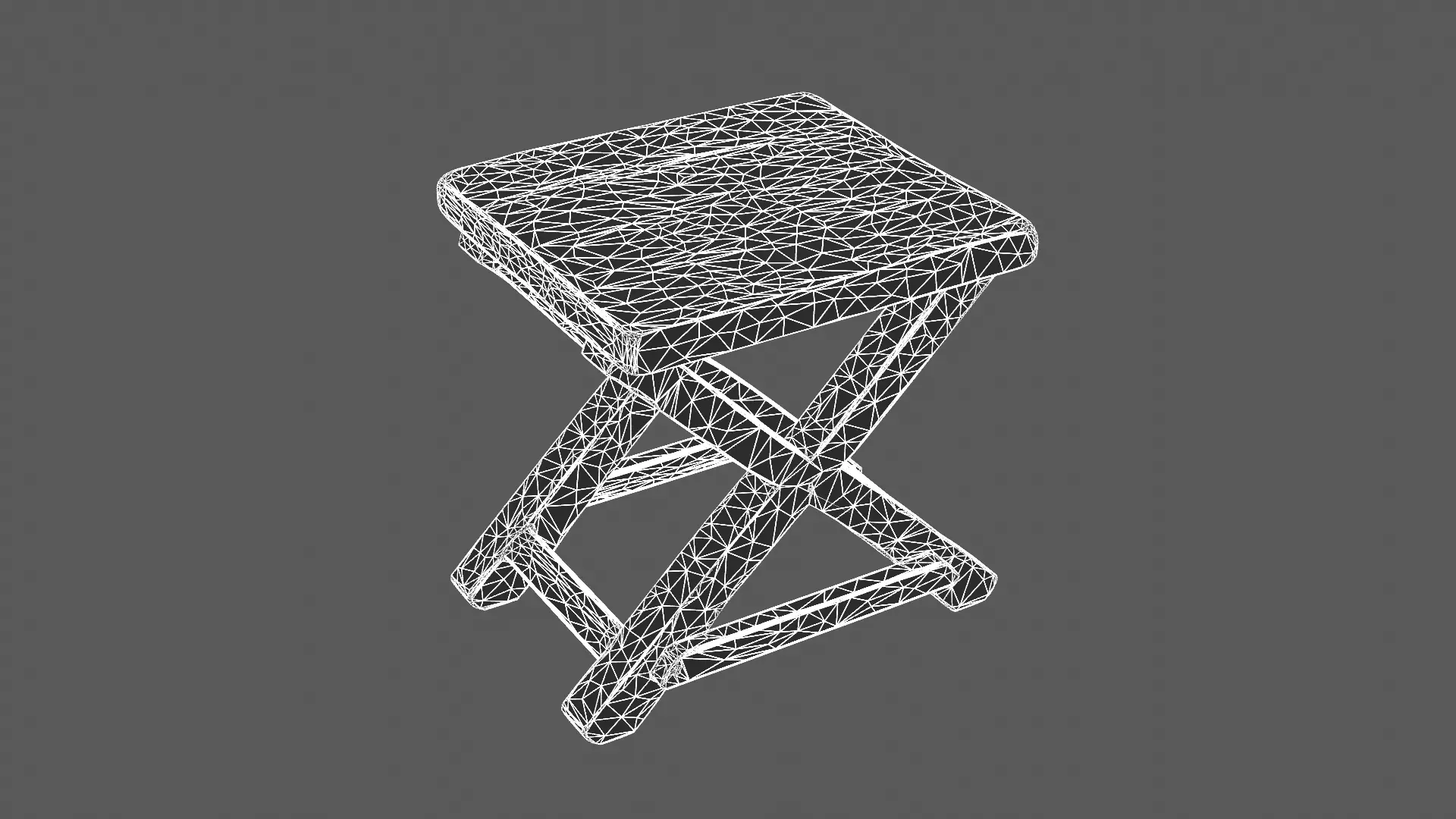 Ornate Wooden Folding Stool 3D model_7