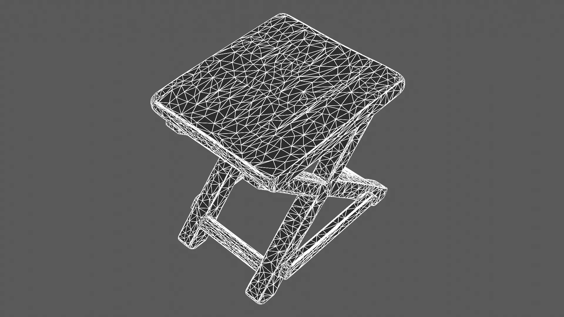 Ornate Wooden Folding Stool 3D model_9