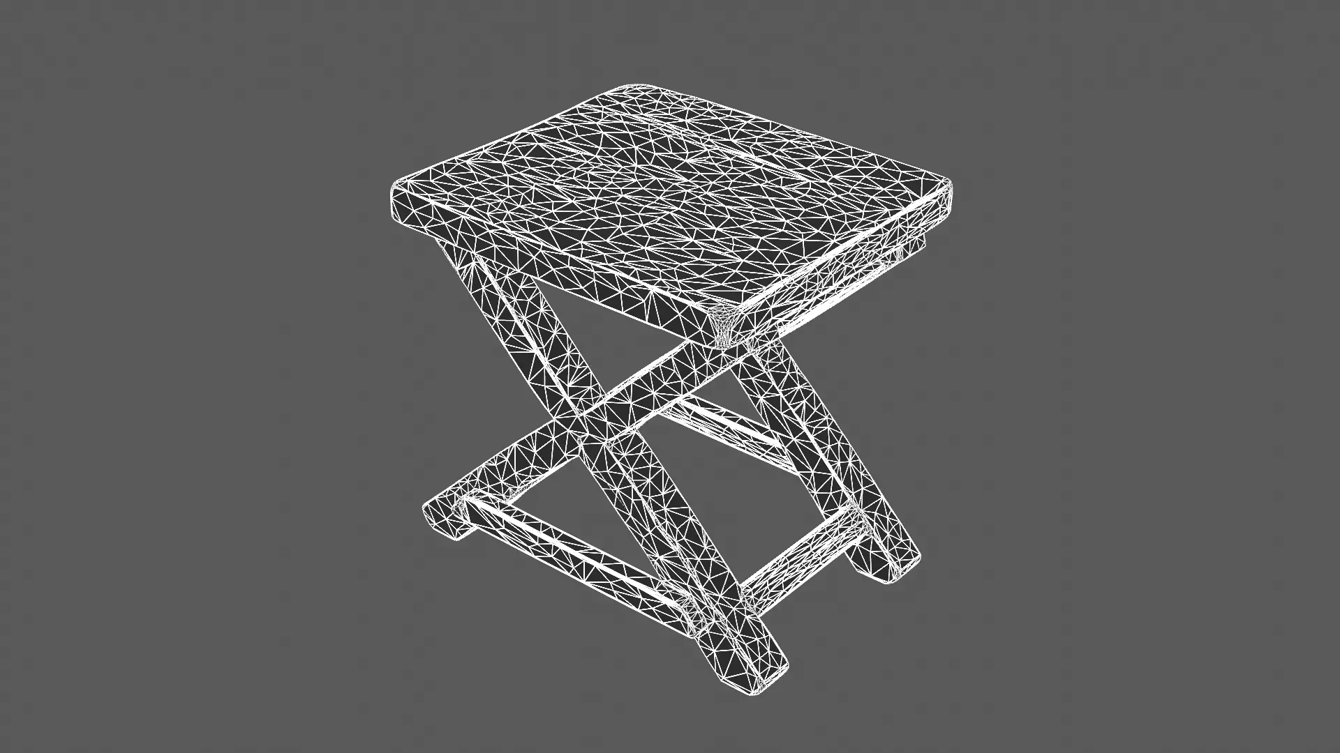 Ornate Wooden Folding Stool 3D model_8