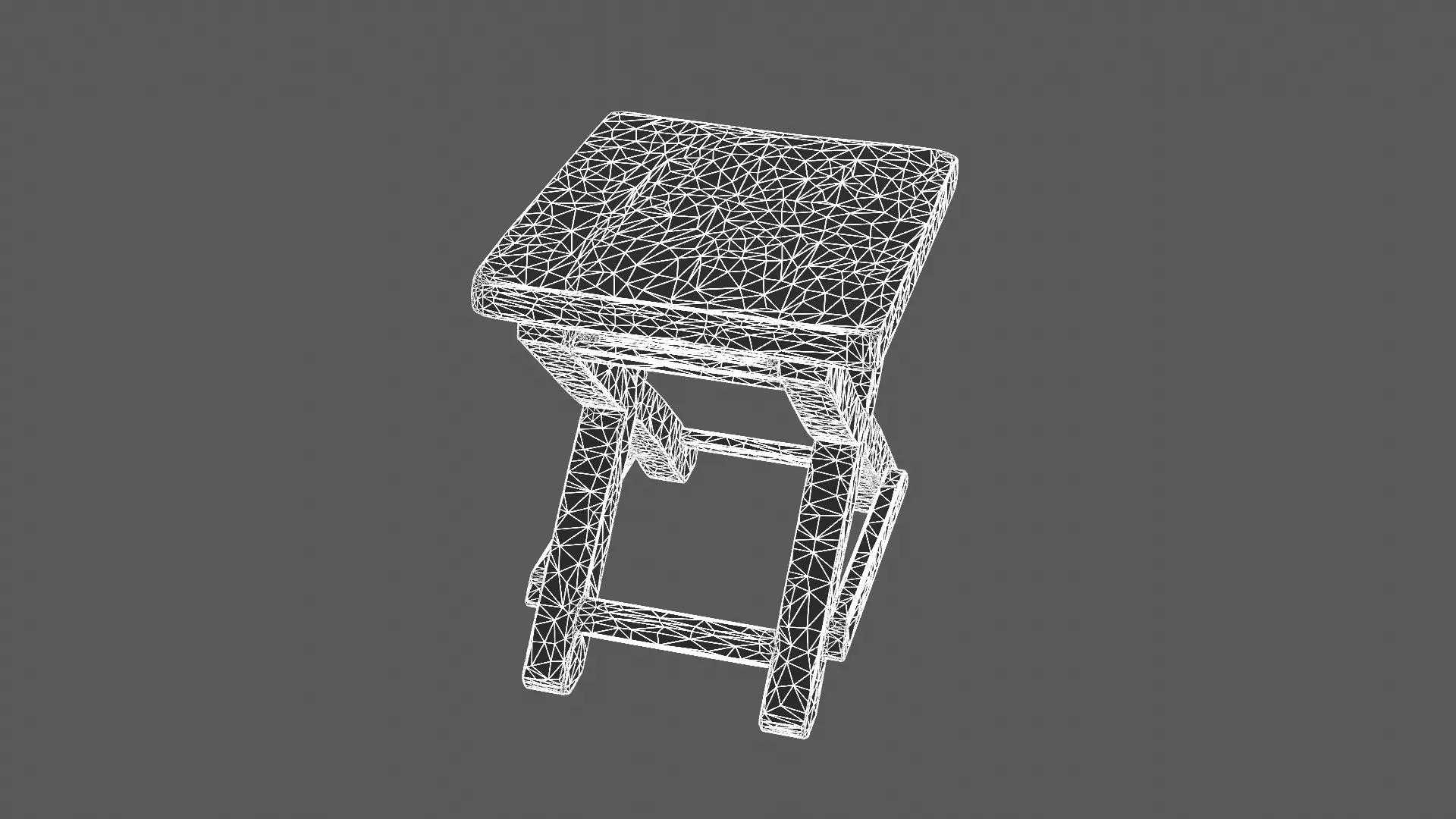 Ornate Wooden Folding Stool 3D model_6