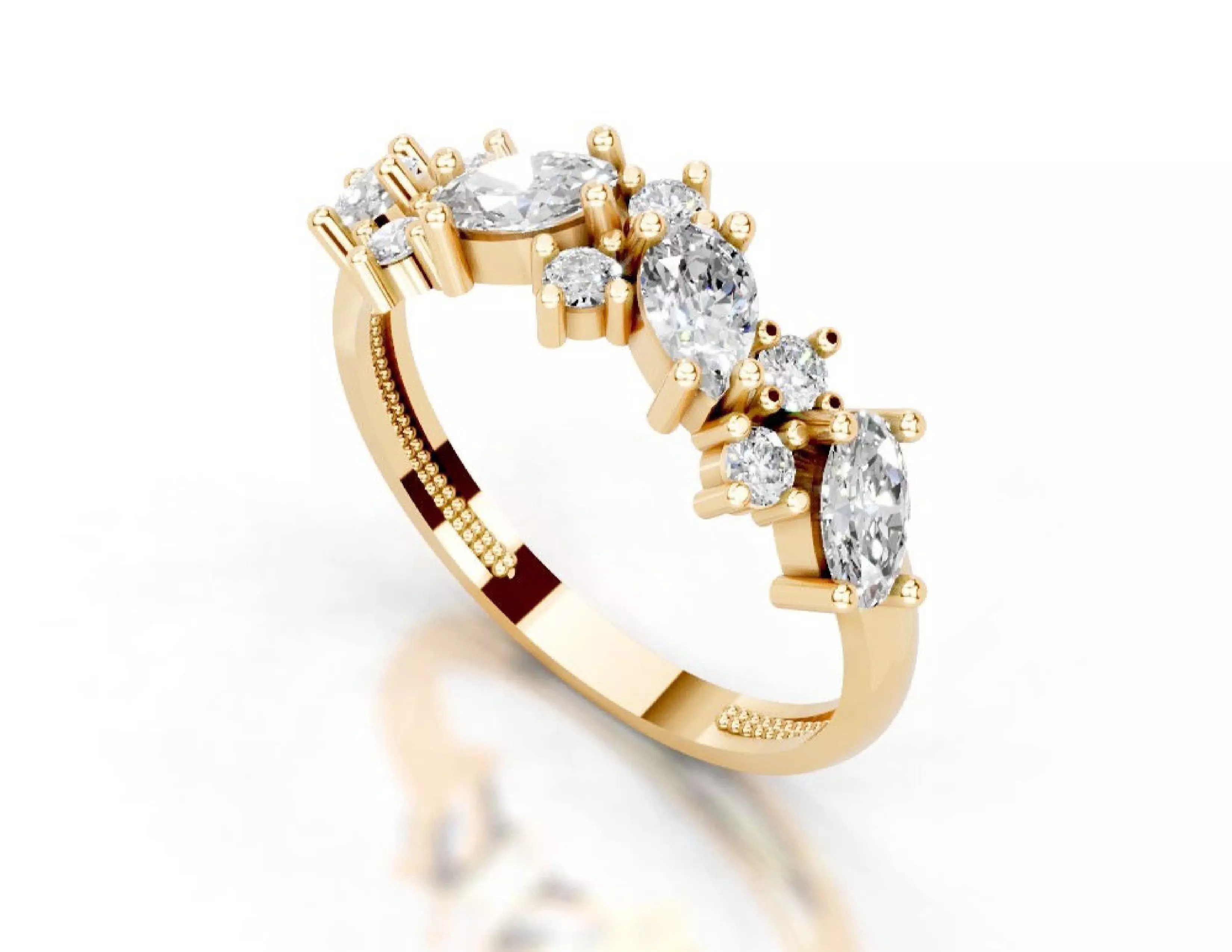 3D Printable Diamond Ring Models STL 3DM File 3D print model 3D print model_5