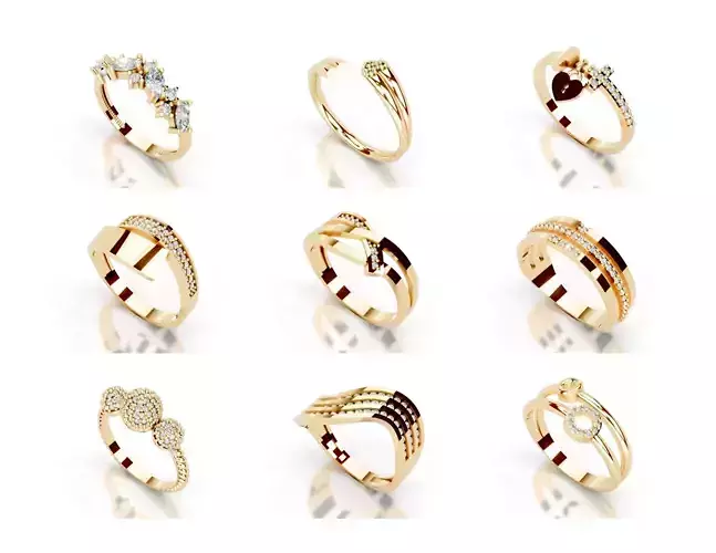 3D Printable Diamond Ring Models STL 3DM File 3D print model