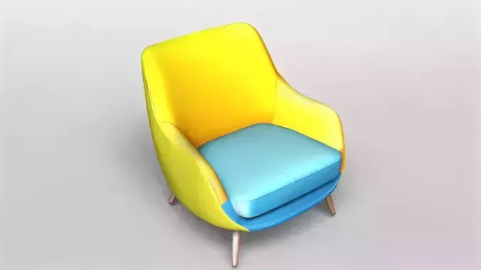 Modern Two-Tone Lounge Armchair 3D Model