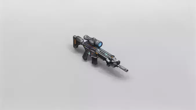 Futuristic Tactical Assault Rifle 3D Model