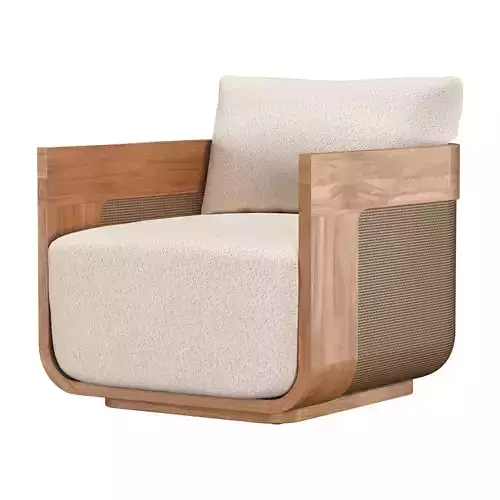 Sedona Cane Teak Lounge Chair 3D model