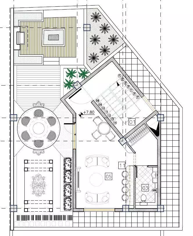 Luxury Modern Triplex House Plan with Roof Garden  3D model_8
