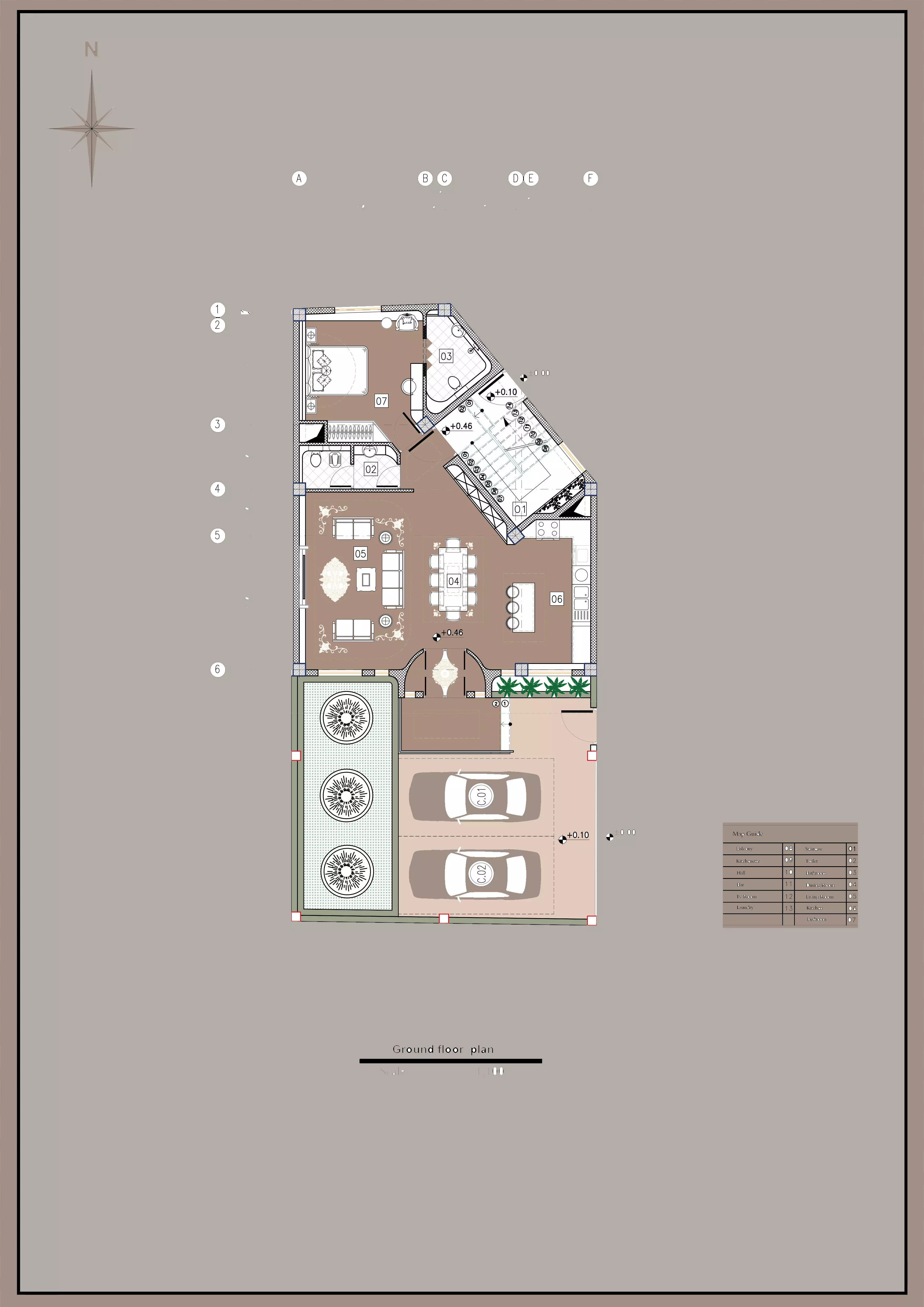 Luxury Modern Triplex House Plan with Roof Garden  3D model_0