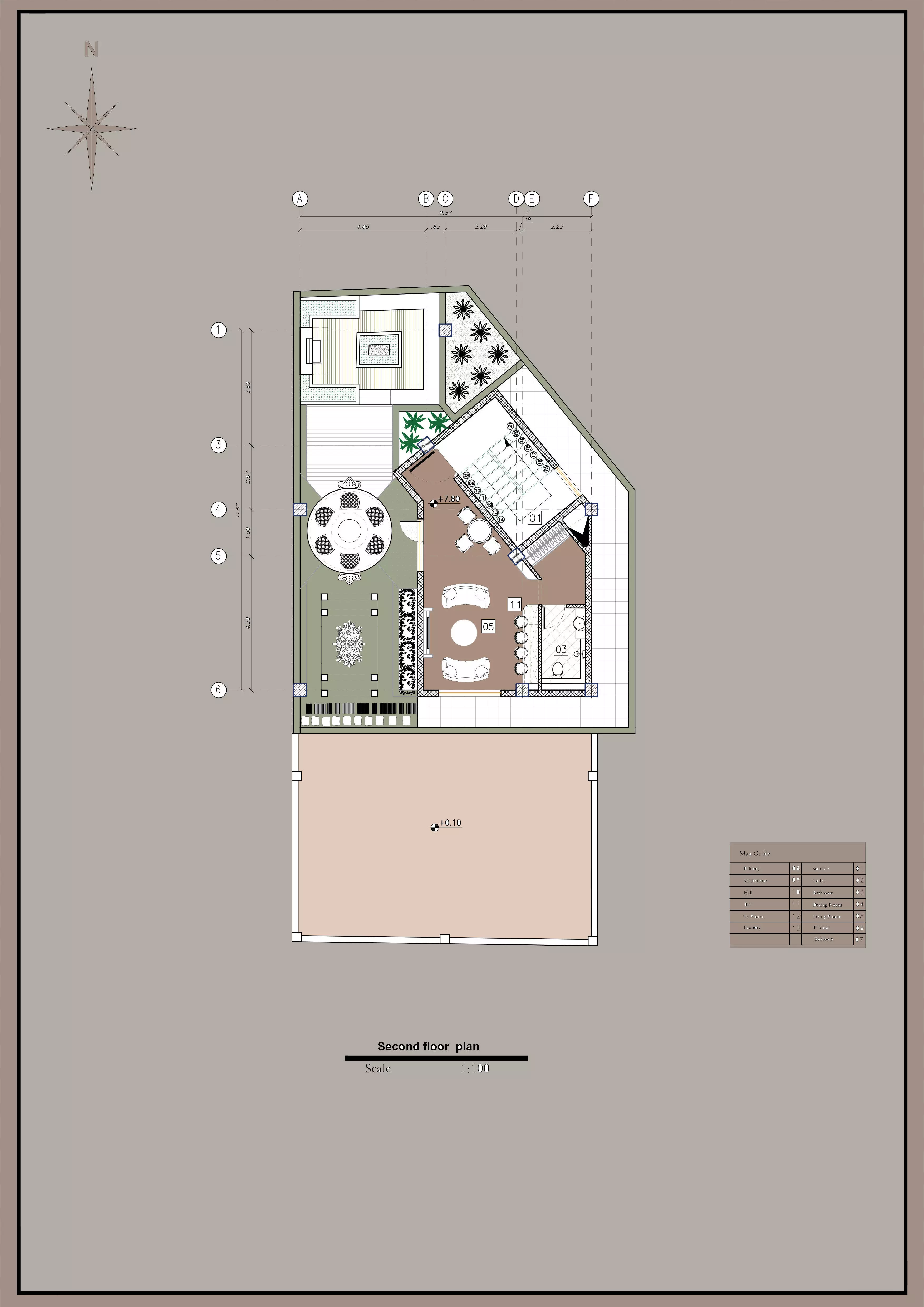 Luxury Modern Triplex House Plan with Roof Garden  3D model_2