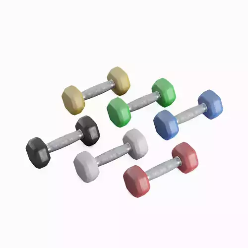 Rubber Dumbbell Set Low-poly 3D model