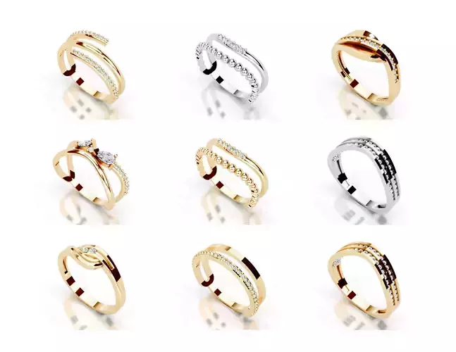 3D Printable Diamond Ring Models STL 3DM File 3D print model