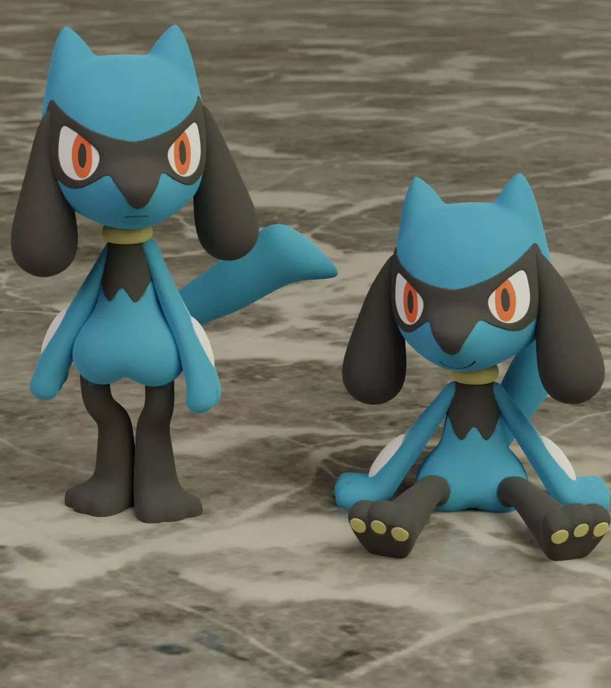 Riolu 2 Poses Pokemon Fanart 3D print model