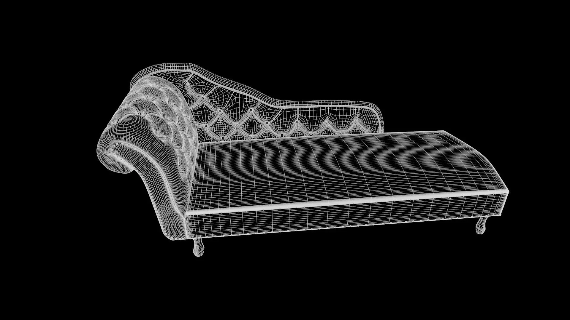 Chaise lounge couch Low-poly 3D model_9