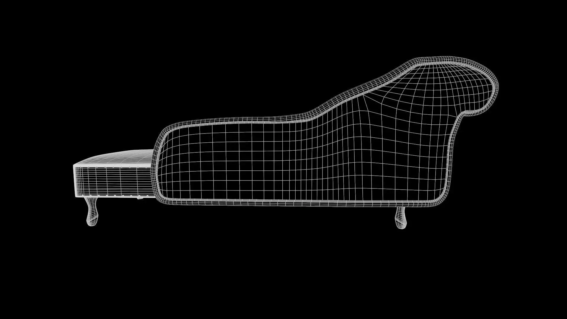 Chaise lounge couch Low-poly 3D model_8