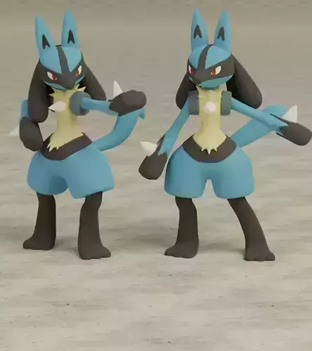 Lucario 2 Poses Pokemon Fanart 3D print model