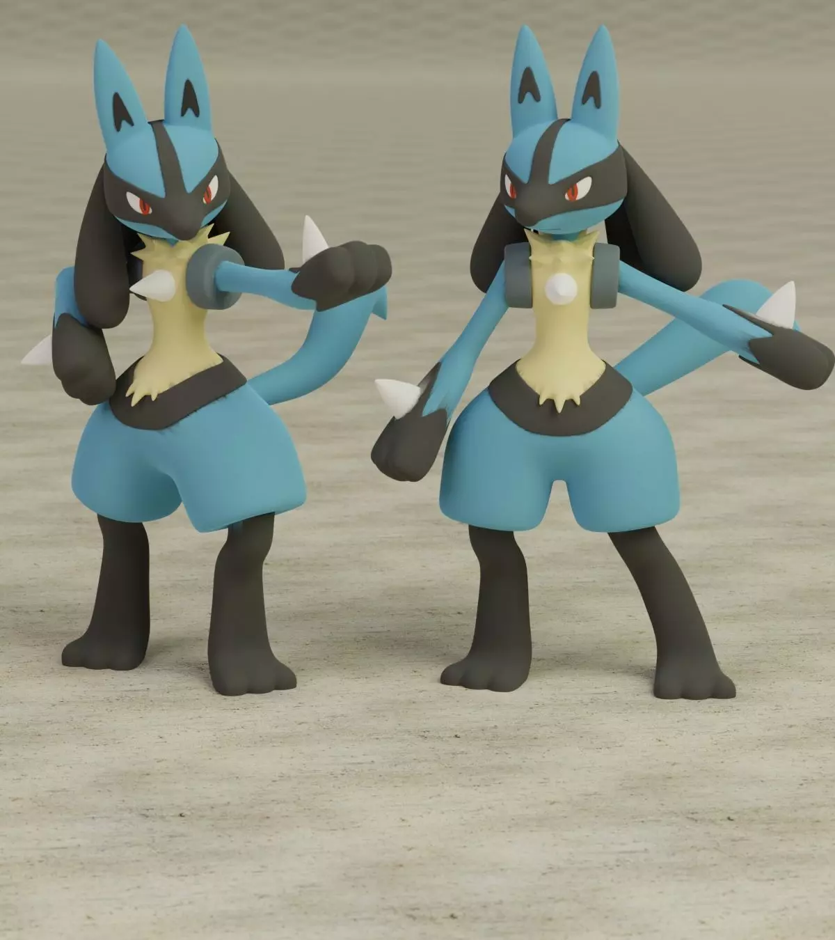 Lucario 2 Poses Pokemon Fanart 3D print model