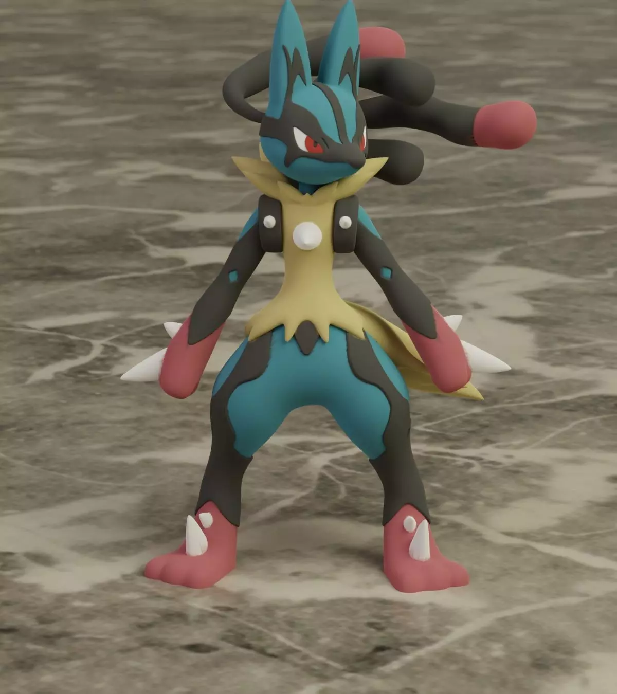 Mega Lucario Pokemon Fanart 3D print model