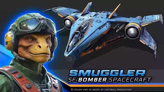 SF Smuggler Bomber  Low-poly 3D model