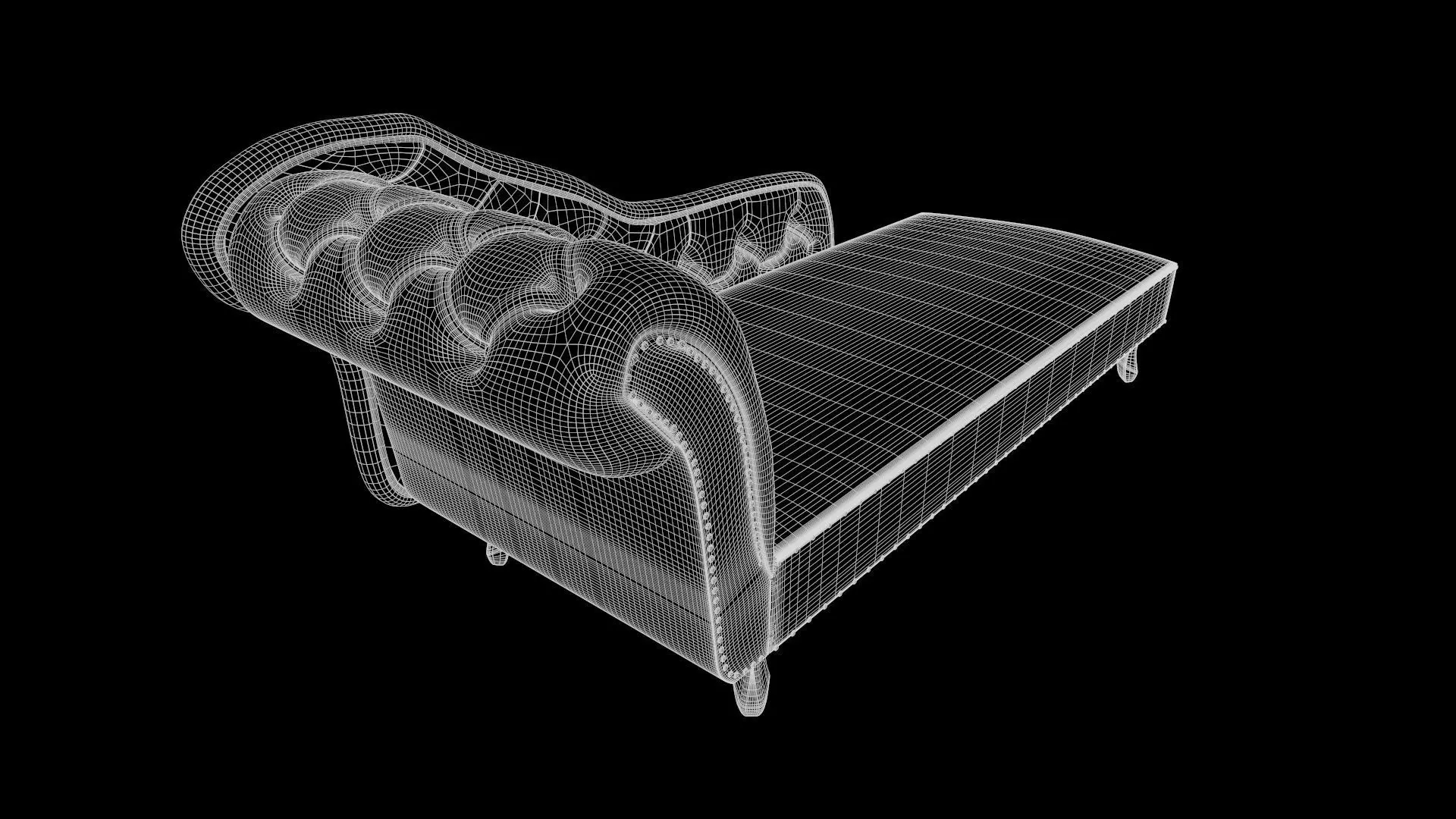 Chaise lounge couch Low-poly 3D model_6