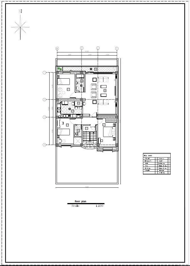 Modern Apartment Floor Plan 3 Bedroom Layout 3D model_1