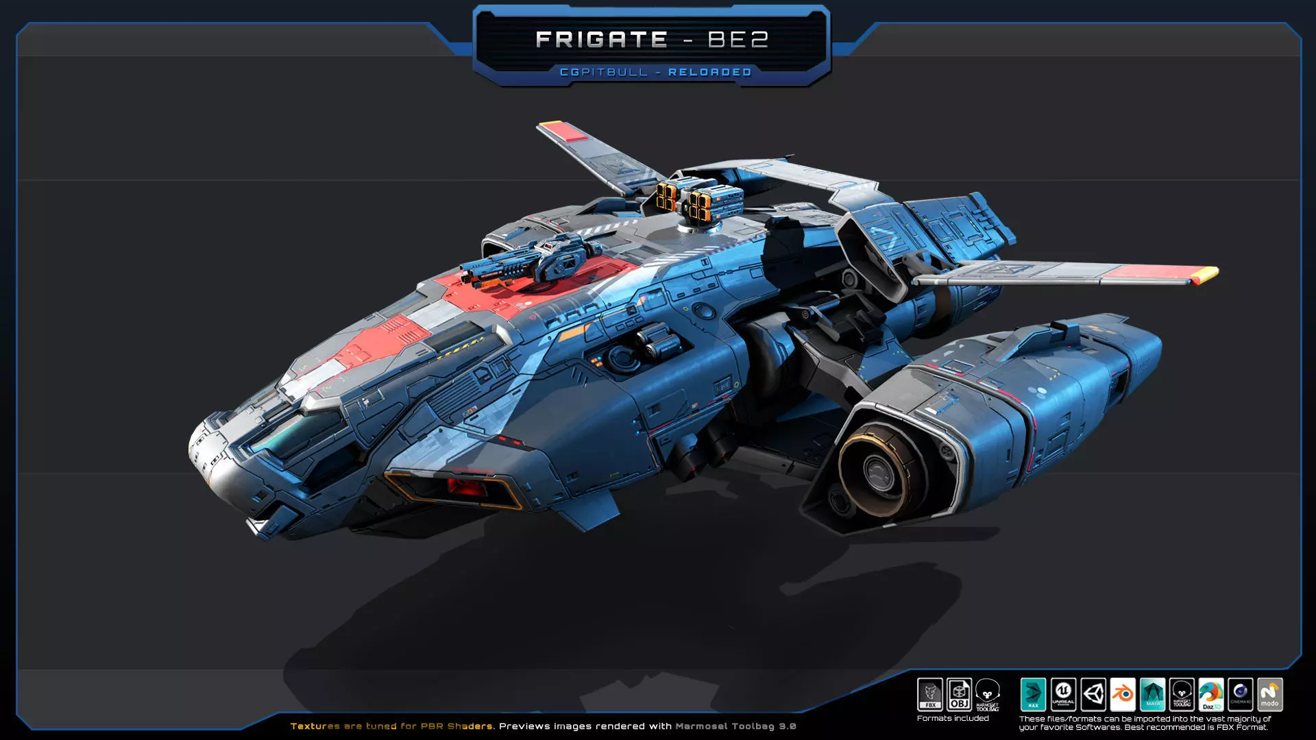 Frigate BE2 Spacecraft Low-poly 3D model_1