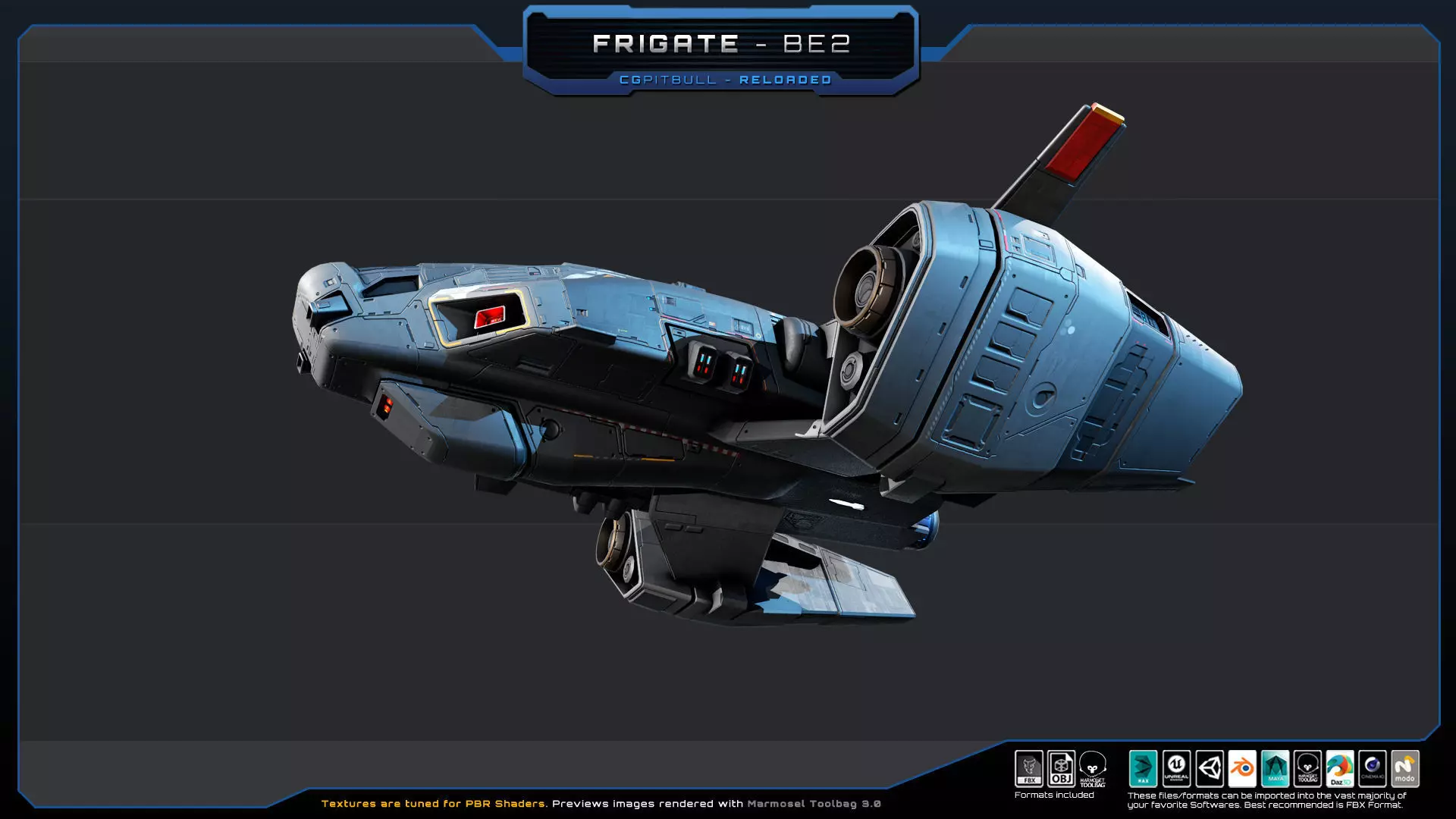 Frigate BE2 Spacecraft Low-poly 3D model_5