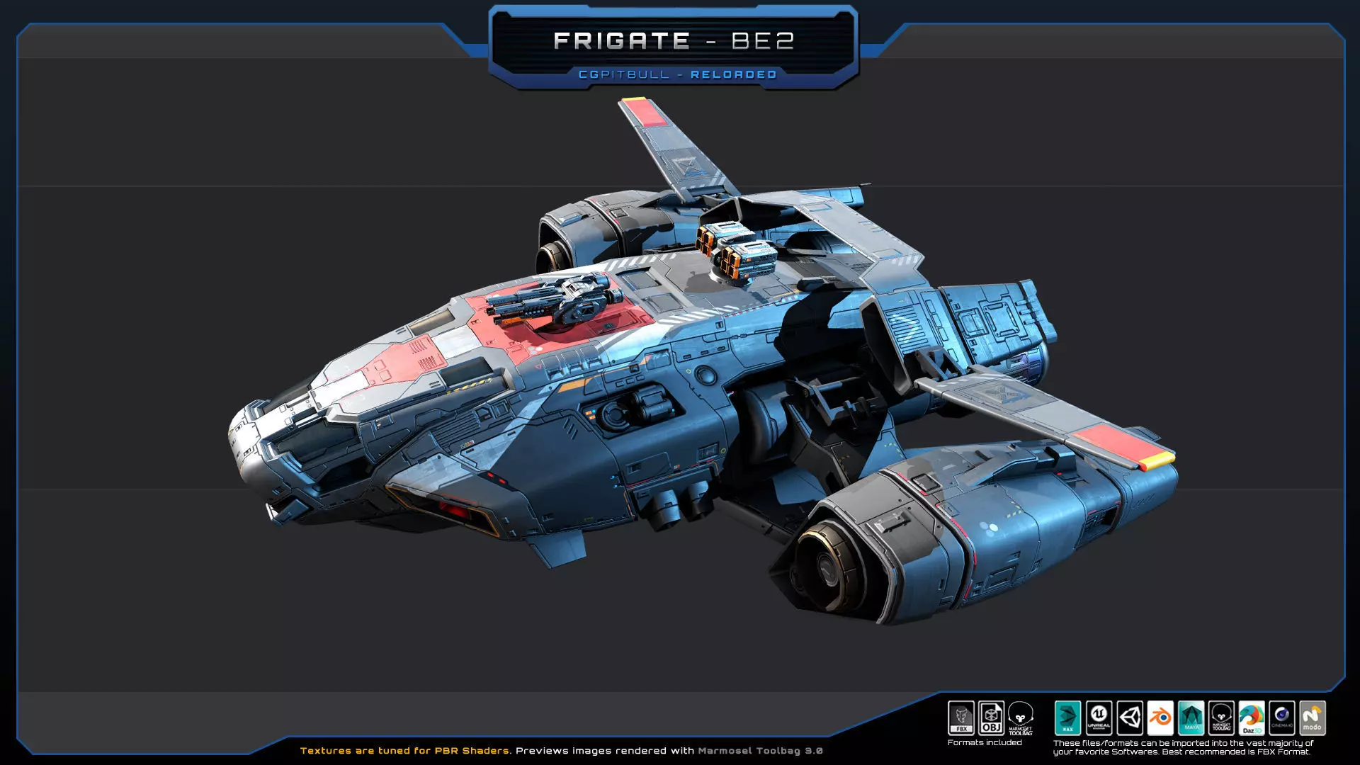 Frigate BE2 Spacecraft Low-poly 3D model_2