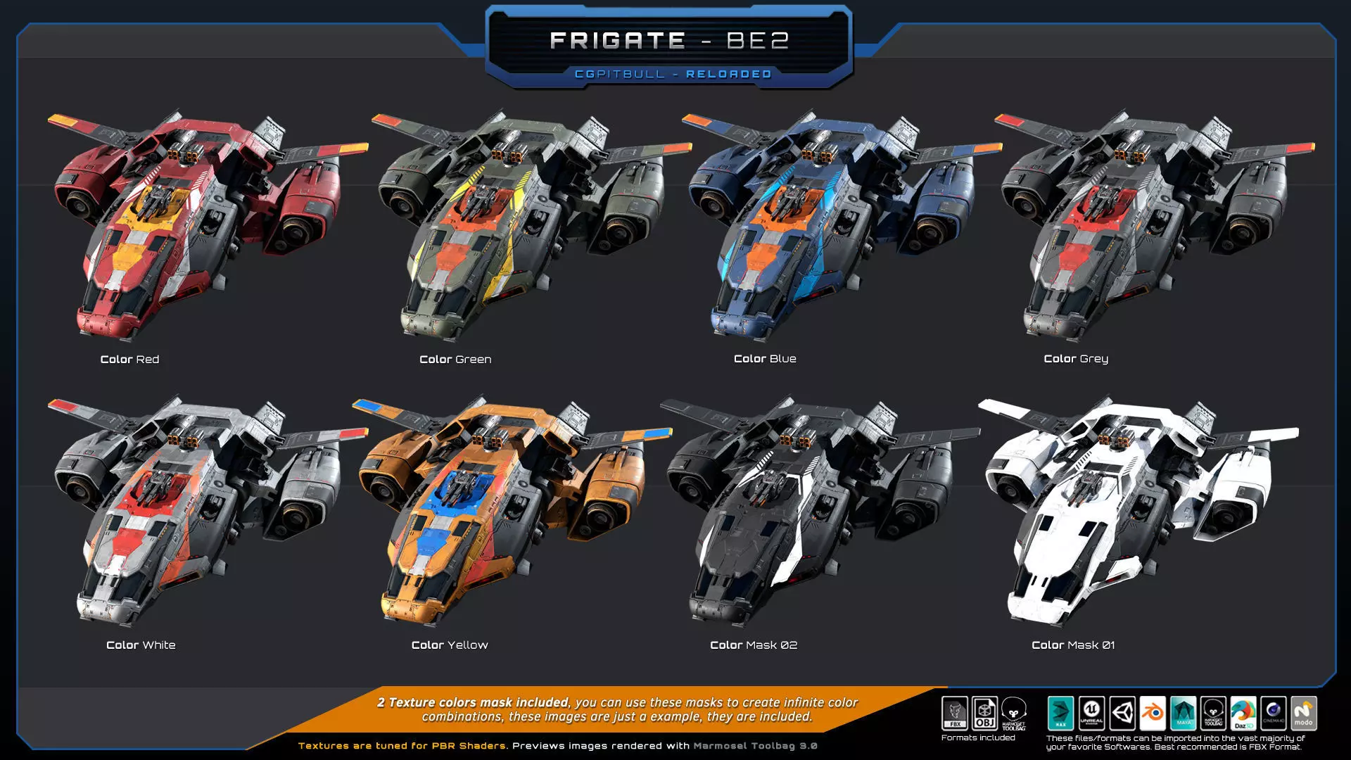 Frigate BE2 Spacecraft Low-poly 3D model_3