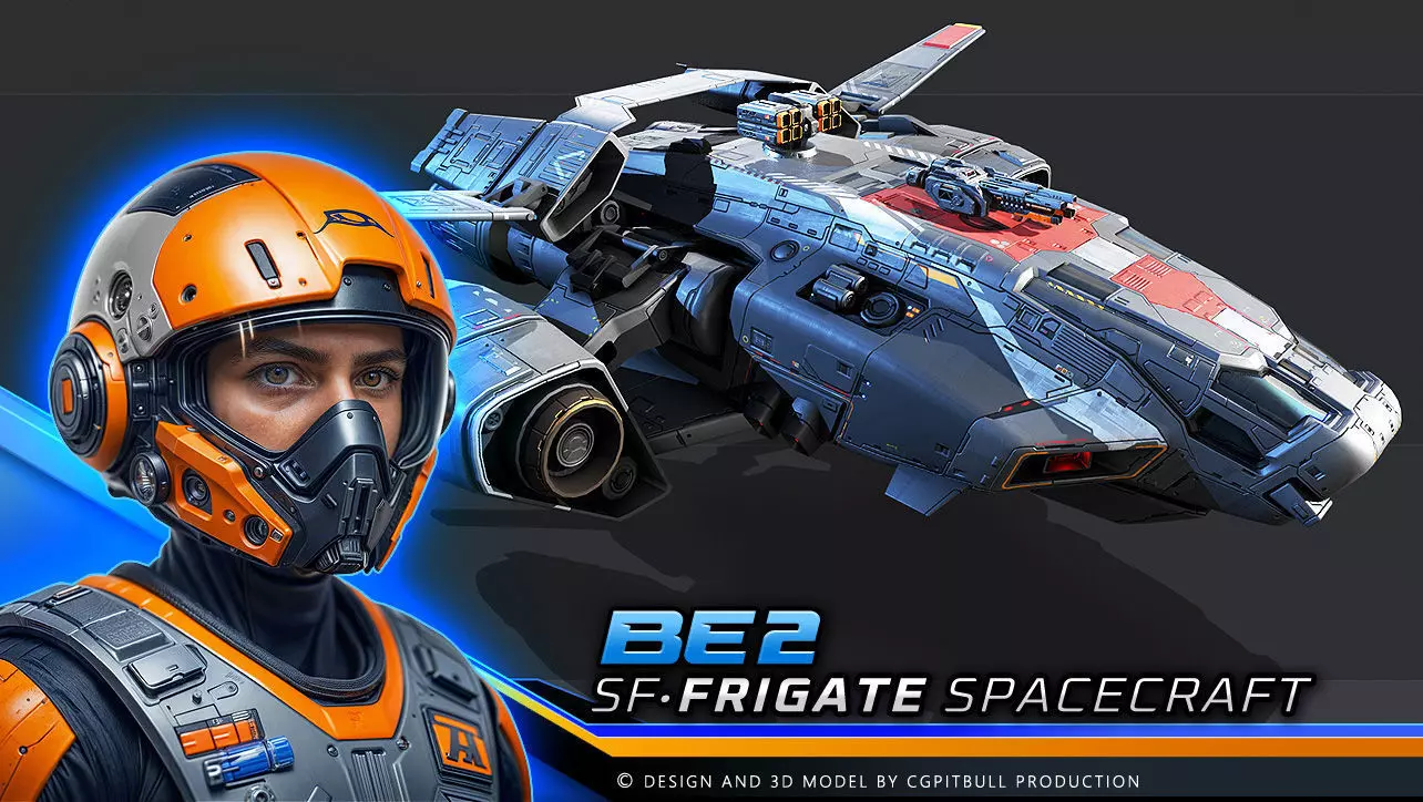 Frigate BE2 Spacecraft Low-poly 3D model_0