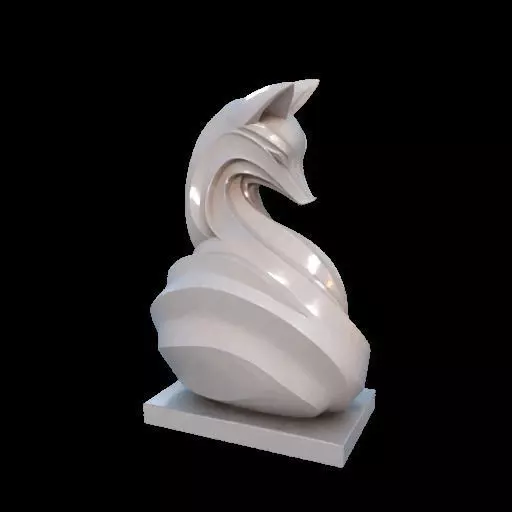 Flowfox Abstract Fox Sculpture 3D print model_5