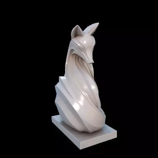 Flowfox Abstract Fox Sculpture 3D print model_2